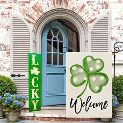 St Patrick's Garden Flag 30 48x45 72 Cm Double Sided Green Polka Dots Shamrock