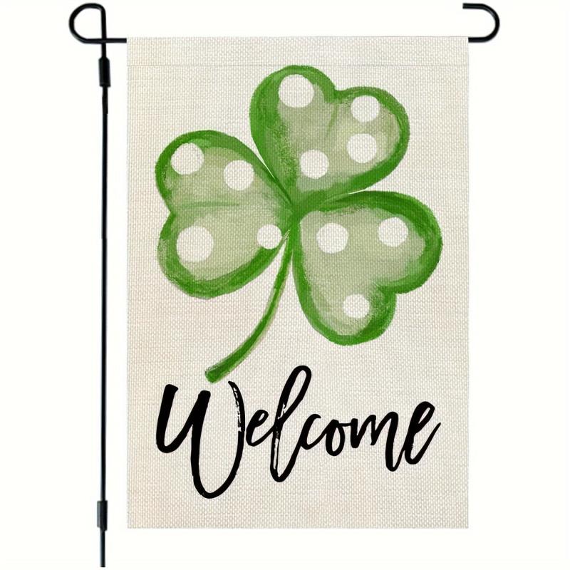 St Patrick's Garden Flag 30 48x45 72 Cm Double Sided Green Polka Dots Shamrock