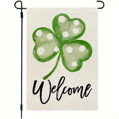 St Patrick's Garden Flag 30 48x45 72 Cm Double Sided Green Polka Dots Shamrock
