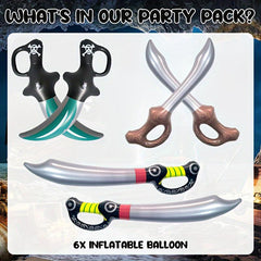 6pcs Inflatable Pirate Balloon Swords for Pirate Cosplay & Parties