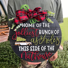 Christmas Welcome Sign For Front Door Crazy Christmas Holiday Fun Door Hanging