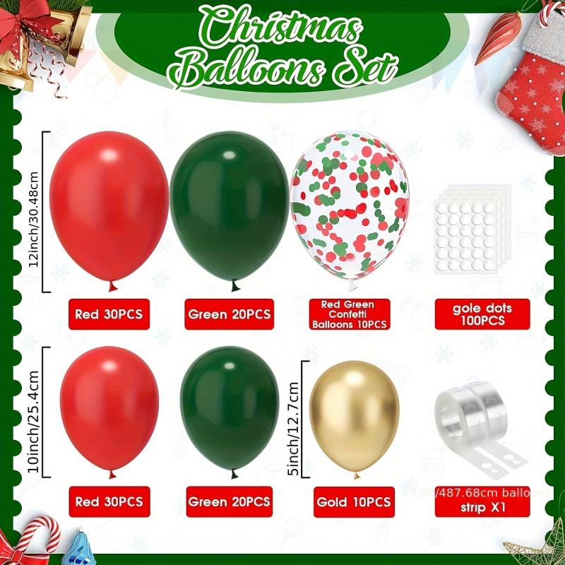 120pc Christmas Balloons Garland Kit Red Green Golden Confetti Party Decor