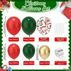 120pc Christmas Balloons Garland Kit Red Green Golden Confetti Party Decor