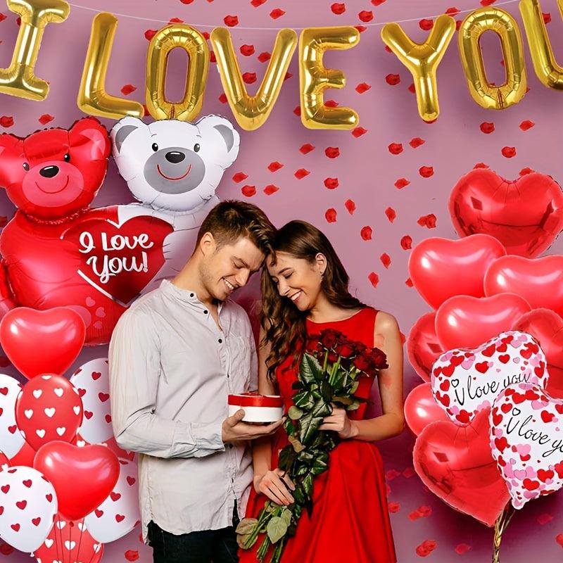 59pcs Red Latex Balloon Set with Accessories for Proposal Engagement Wedding