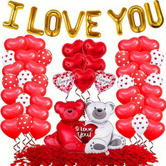 59pcs Red Latex Balloon Set with Accessories for Proposal Engagement Wedding
