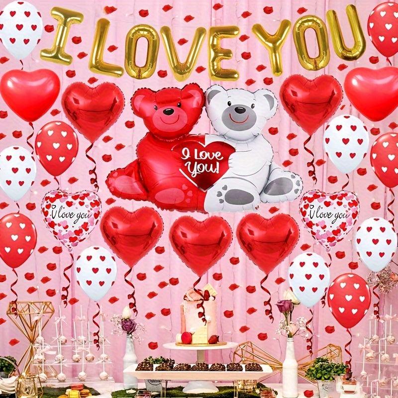 59pcs Red Latex Balloon Set with Accessories for Proposal Engagement Wedding