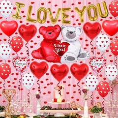 59pcs Red Latex Balloon Set with Accessories for Proposal Engagement Wedding