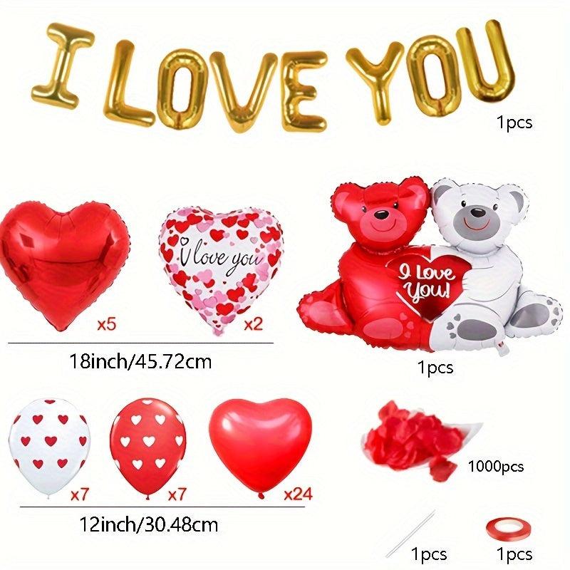 59pcs Red Latex Balloon Set with Accessories for Proposal Engagement Wedding