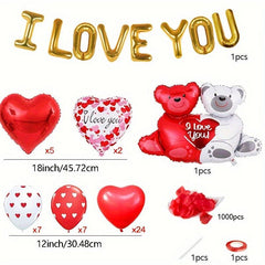 59pcs Red Latex Balloon Set with Accessories for Proposal Engagement Wedding