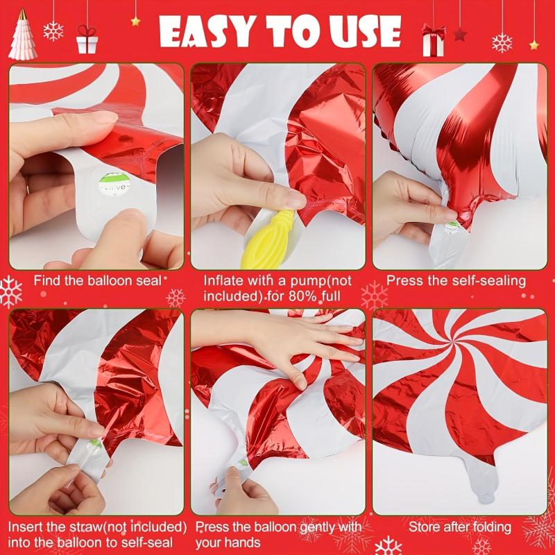 46pcs Christmas Party Supplies Candy Foil Balloons Arch Kit Swirl Mylar Candies