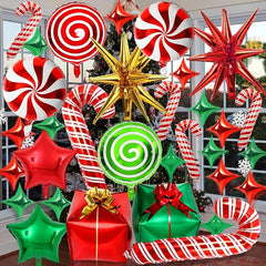 46pcs Christmas Party Supplies Candy Foil Balloons Arch Kit Swirl Mylar Candies
