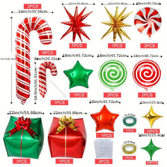 46pcs Christmas Party Supplies Candy Foil Balloons Arch Kit Swirl Mylar Candies