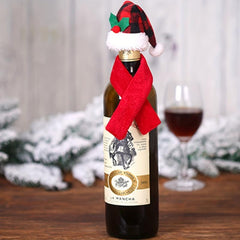 12pcs Christmas Bottle Sets Scarf And Hat Set Red Wine Bottle Set