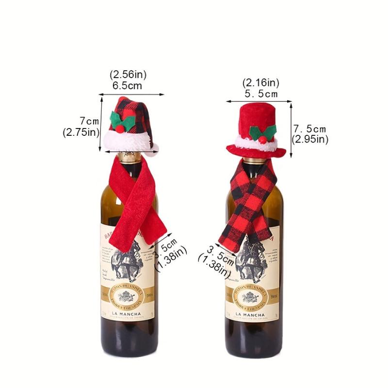 12pcs Christmas Bottle Sets Scarf And Hat Set Red Wine Bottle Set