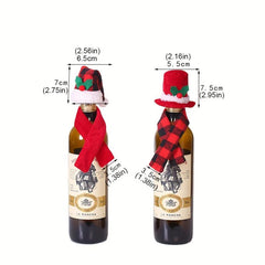 12pcs Christmas Bottle Sets Scarf And Hat Set Red Wine Bottle Set