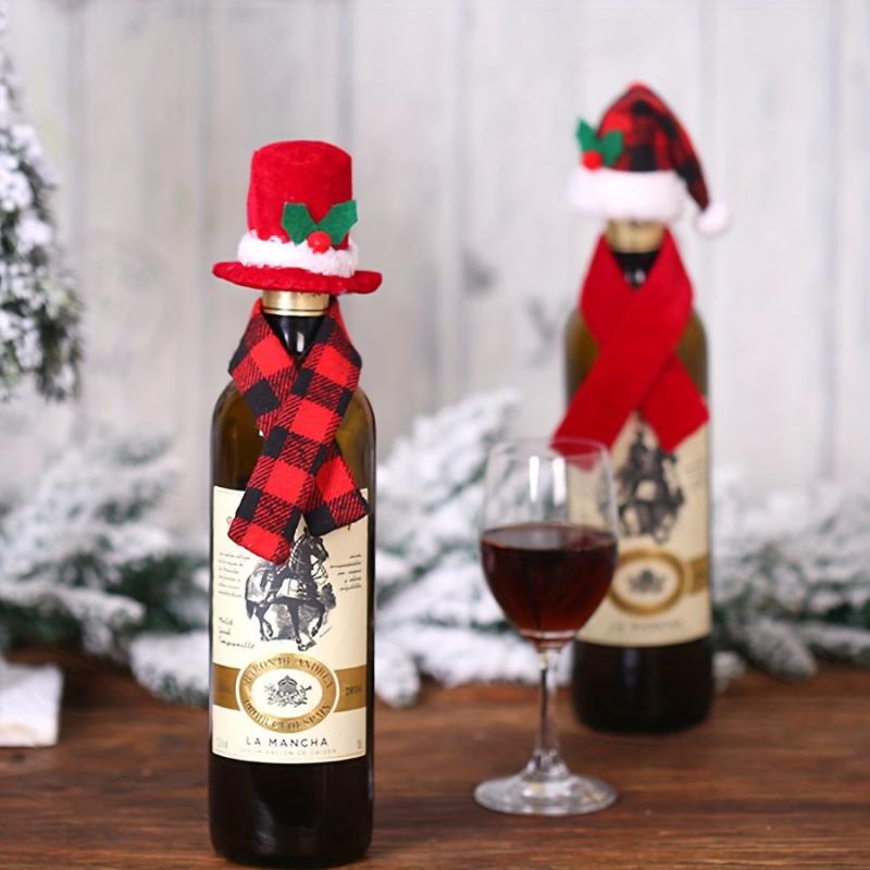 12pcs Christmas Bottle Sets Scarf And Hat Set Red Wine Bottle Set