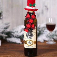 12pcs Christmas Bottle Sets Scarf And Hat Set Red Wine Bottle Set