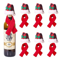 12pcs Christmas Bottle Sets Scarf And Hat Set Red Wine Bottle Set
