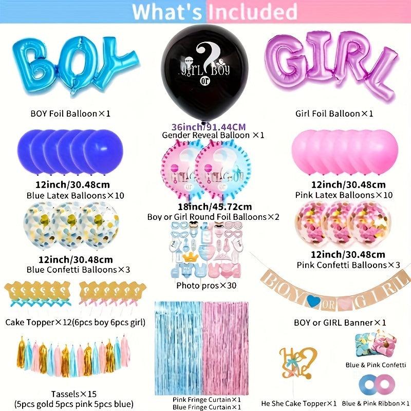 105pcs Gender Reveal Set w/ Accessories for Party Decoration Supplies