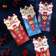 4pcs Lion Head Chinese Red Envelope Lucky Gift Envelope
