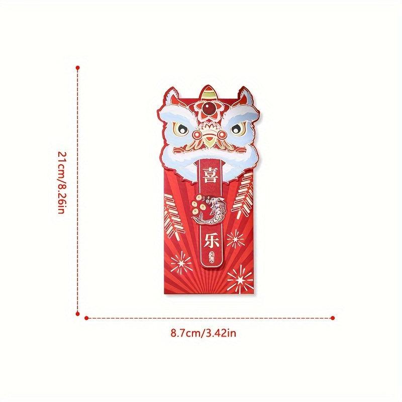 4pcs Lion Head Chinese Red Envelope Lucky Gift Envelope
