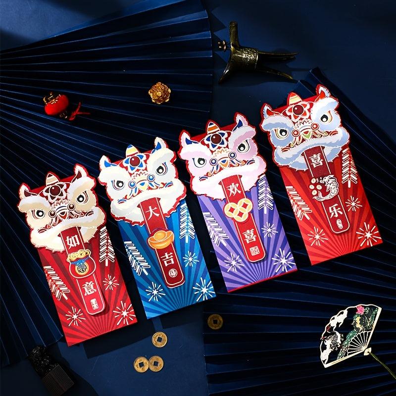 4pcs Lion Head Chinese Red Envelope Lucky Gift Envelope