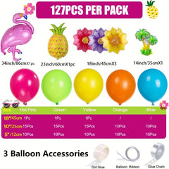 Hawaiian Flower Balloon Arch Kit Hot Pink Green Balloons