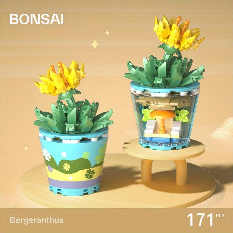 Creative Flower Potted Plants Building Blocks Birthday Decor