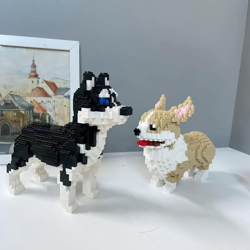 3D Dog Building Blocks Toy Husky Corgi Dacho Teddy Halloween Christmas