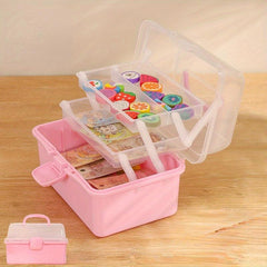 Small 3-Layer Foldable Storage Box Portable Medicine Box