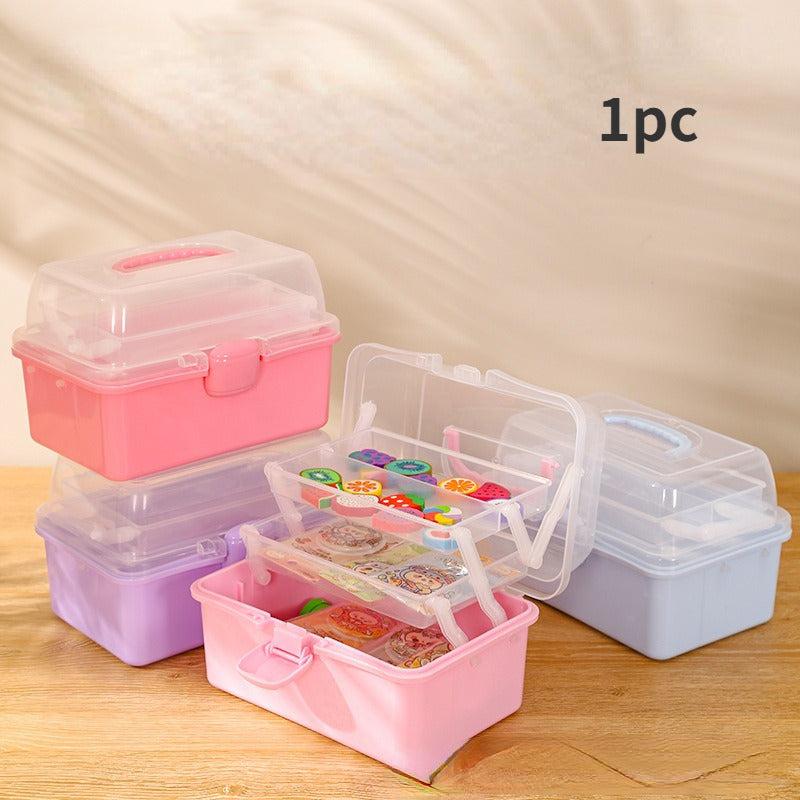 Small 3-Layer Foldable Storage Box Portable Medicine Box