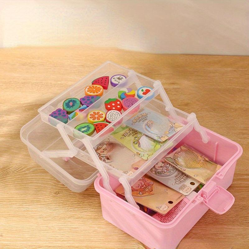 Small 3-Layer Foldable Storage Box Portable Medicine Box