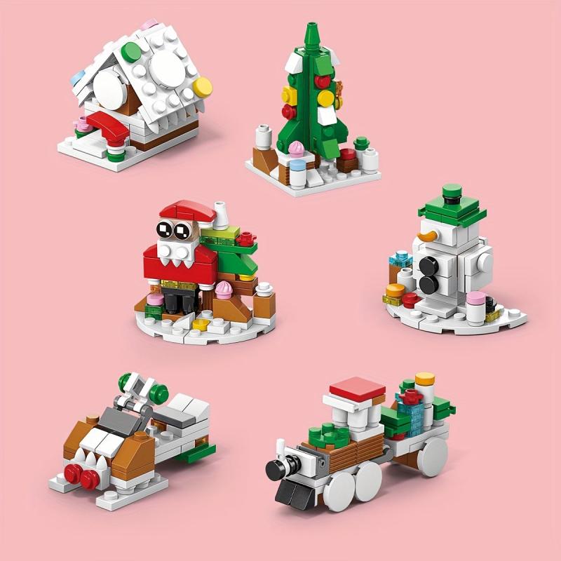 6-in-1 Christmas Snowy House Building Blocks Assembly Shapes Educational Toys