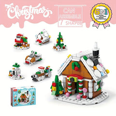 6-in-1 Christmas Snowy House Building Blocks Assembly Shapes Educational Toys