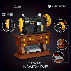 633pcs Retro Sewing Machine Building Blocks DIY Toys Room Decoration