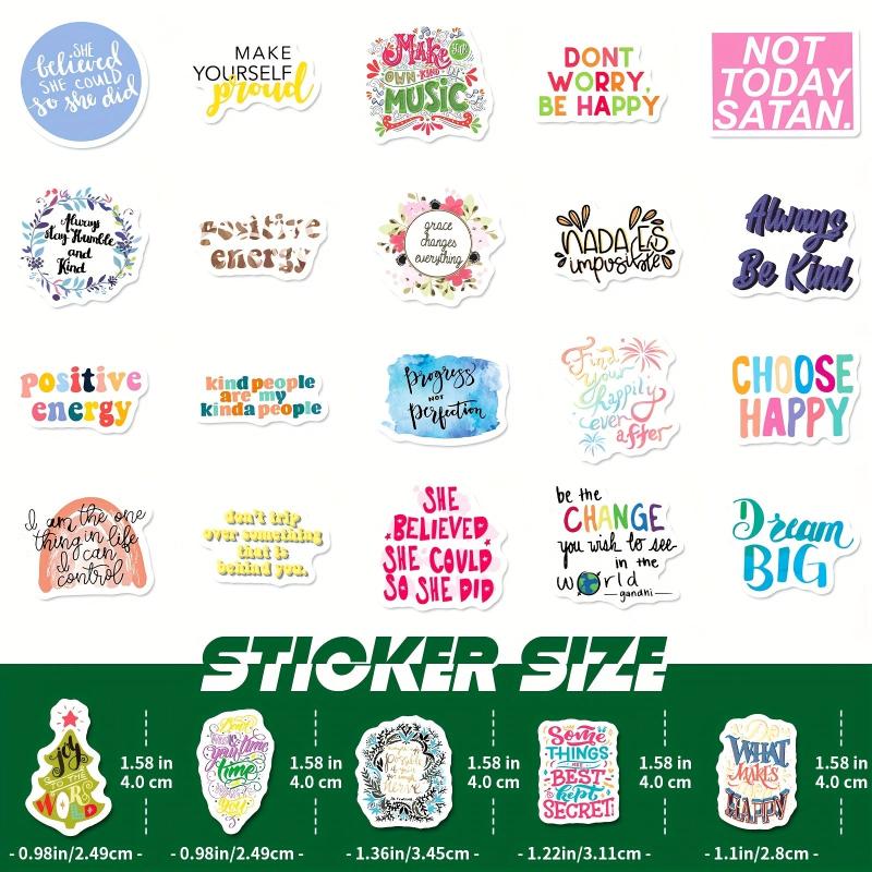 50pcs Optimistic Graffiti Stickers Vinyl Waterproof Stickers for Adults