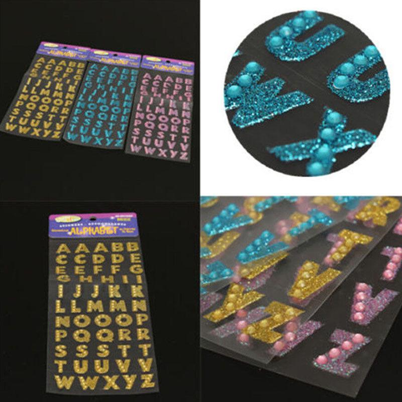 26 Alphabet Letters Glitter Crystal Sticker DIY Decoration