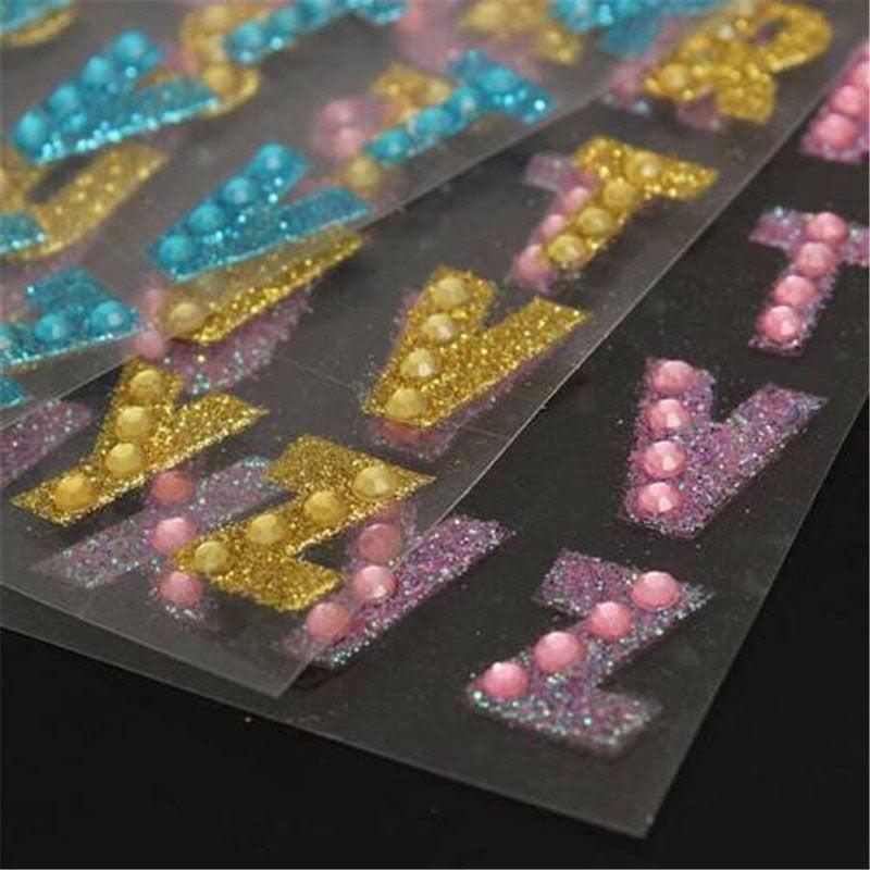 26 Alphabet Letters Glitter Crystal Sticker DIY Decoration