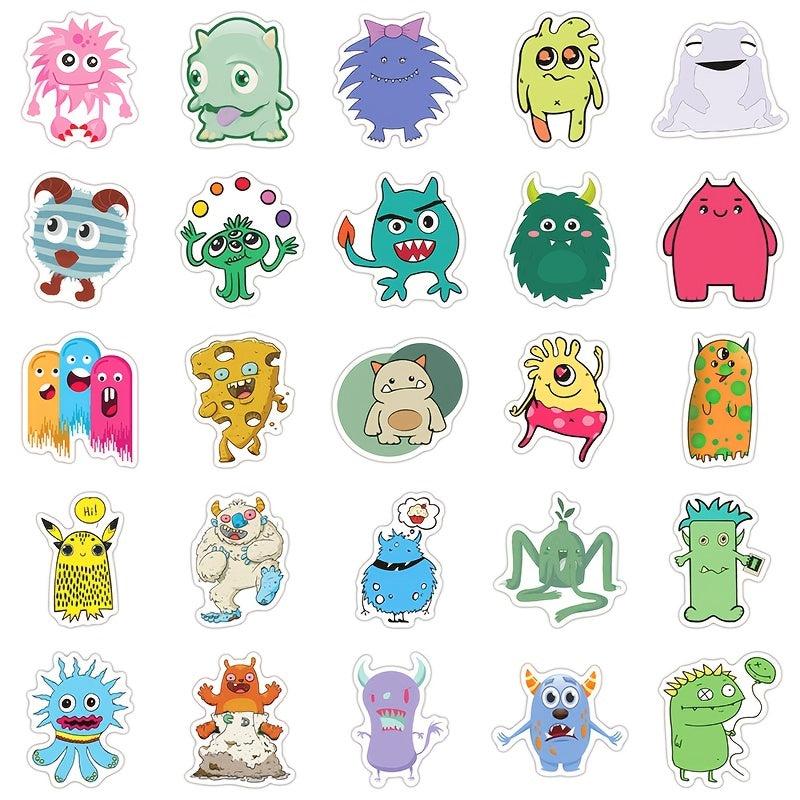 50pcs Little Monster Stickers Anime Decals for Phone Water Cup Luggage