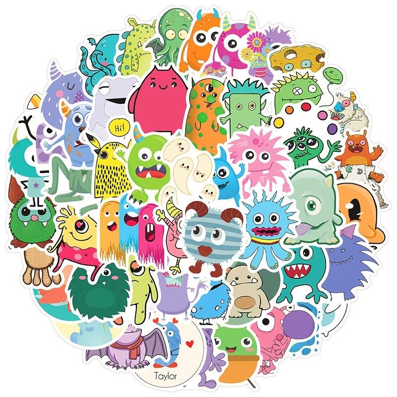 50pcs Little Monster Stickers Anime Decals for Phone Water Cup Luggage