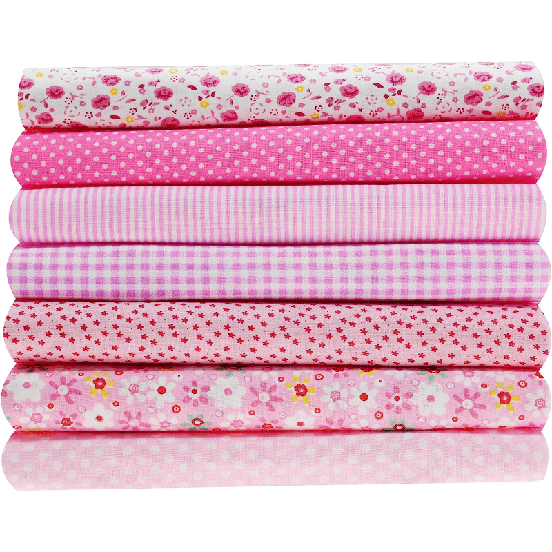 7 Pcs Quilting Fabric Bundles Fat Quarters Craft Fabric 9.84 x 9.84 Inches