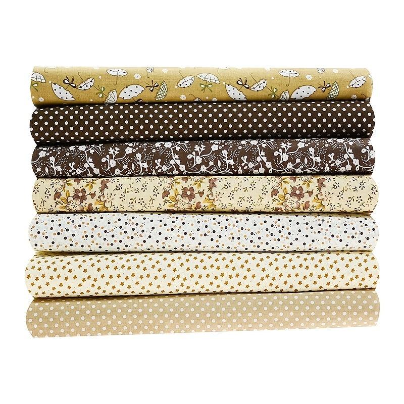 7 Pcs Quilting Fabric Bundles Fat Quarters Craft Fabric 9.84 x 9.84 Inches