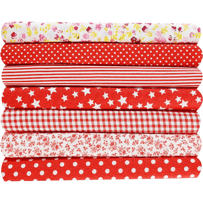 7 Pcs Quilting Fabric Bundles Fat Quarters Craft Fabric 9.84 x 9.84 Inches