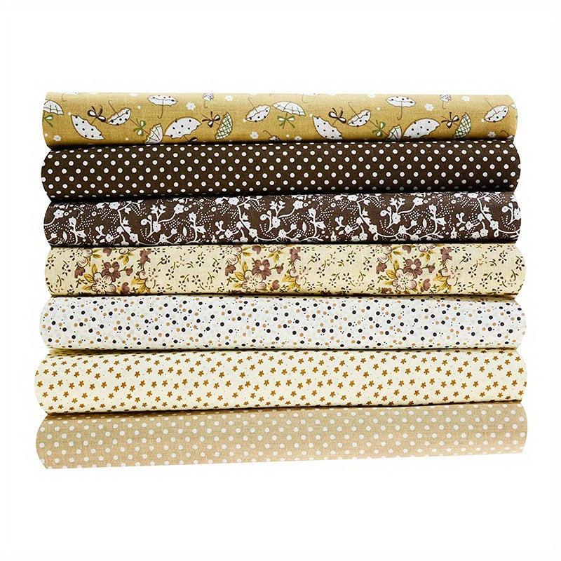 7 Pcs Quilting Fabric Bundles Fat Quarters Craft Fabric 9.84 x 9.84 Inches