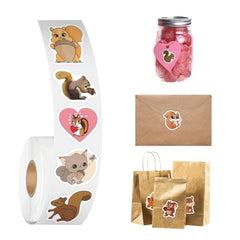 500pcs Vinyl Squirrel Stickers Roll For Journal Cartoon Animal Stickers