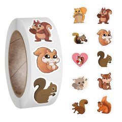 500pcs Vinyl Squirrel Stickers Roll For Journal Cartoon Animal Stickers