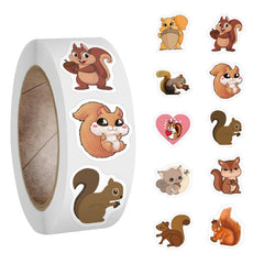500pcs Vinyl Squirrel Stickers Roll For Journal Cartoon Animal Stickers