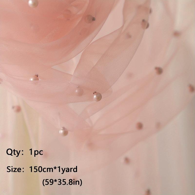 1yard Pearl Tulle Fabric Beads Veil Wedding Decor Organza DIY Lace Mesh