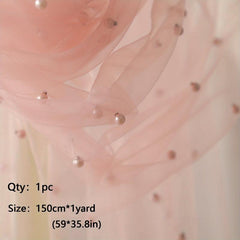 1yard Pearl Tulle Fabric Beads Veil Wedding Decor Organza DIY Lace Mesh