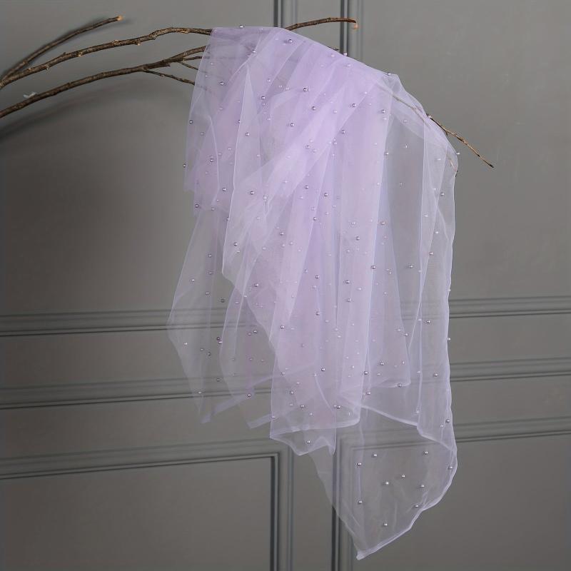 1yard Pearl Tulle Fabric Beads Veil Wedding Decor Organza DIY Lace Mesh